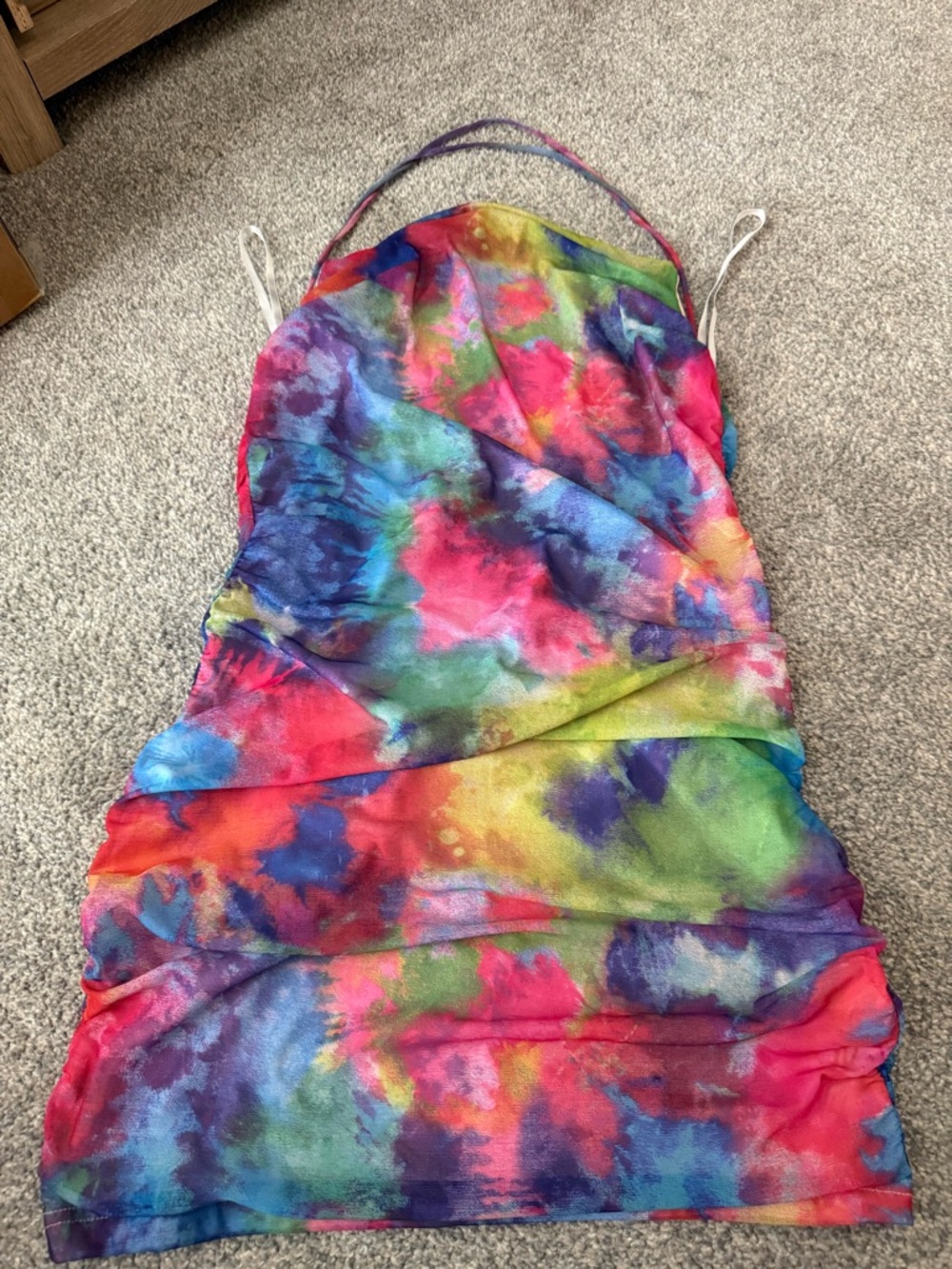 Vibrant Rainbow Tie-Dye Slip Dress